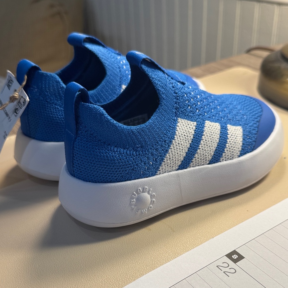 Adidas Kids Blue and White Knit Sneakers